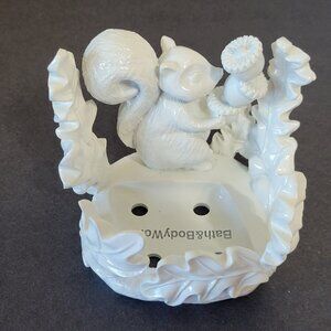 Bath & Body Works Squirrel Holding Acorns White Soap Holder